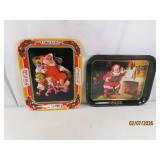(2) COCA COLA Santa Clause Serving c1970s Trays EX