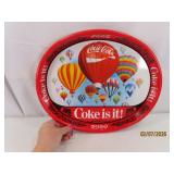 Oval COCA COLA Hot Air Balloon c70s Metal Tray