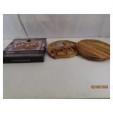 New TOSCANA round Wooden 10' Cheeseboard SET