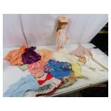 c1950s/60s 12' Doll + LOTS Clothing EXC