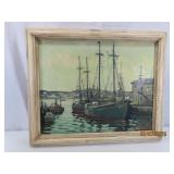 Original vtg Nautical Oil on Canvas Artwork WDDNGS