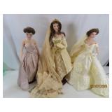 (3) Beautiful Franklin Heirloom Porcelain Dolls