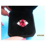 Beautiful Sterling sz6 Ring RED Stone 4g