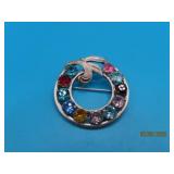 Sterling vintage VAN BELL Brooch Pin MultiStone 6g