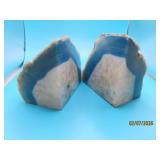 Pair Cut/Polished 4'ish Light Blue Crystal Geode