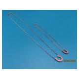 2pc Sterling SET Lucky Horseshoe Necklace Bracelet