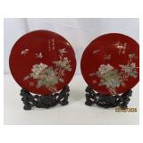 (2) Chinese 8' MotherOfPearl Butterfly Laquer Rnds