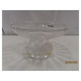 LALIQUE Clear Art Glass 5.5' Bird Pedestal Bowl EC