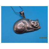 Sterling CAT 1.5' Pendant w/ 16' Necklace 7g