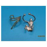 (2) Sterling Toe~Pinky sz1ish Flex Rings Person/Gd