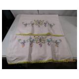 (2) 19x29 Hand Embroidered BUTTERFLY PIllowcases