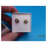 Stunning 14kt Gold 8mm Diamond/CZ Earrings 1.7g