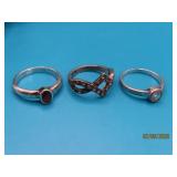 (3) Sterling sz7ish Rings w/ Stones 8g