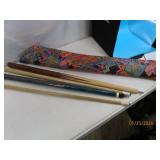 (2) Pool Cues MEUCCI & WoodSpun + case