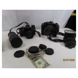 (2) vintage CANON Cameras + Lenses & All in Bag
