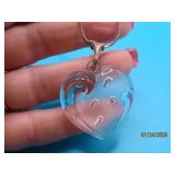 Sterling Silver 23' Necklace w/ Glass HEART Pendnt