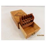 vintage Wooden Terrier Dog Inlay Cigarette Box 5'