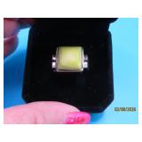 Sterling Green MOPtype 1.2'stone sz7 Ring 9g
