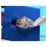 New 14kt Gold Ovr Sterling .5ctw Diamond s6.5 Ring