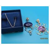 Sterling Silver (3pcs) Necklace & Purple Pndts 25g