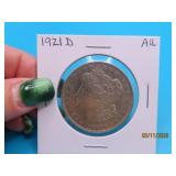 1921d Morgan Silver Dollar Coin AU