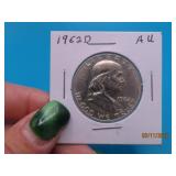 1962d Franklin Silver US Half Dollar Coin AU