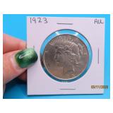 1923 PEACE Silver US Dollar Coin AU