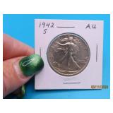 1942s Walking Liberty Half Dollar silver Coin AU