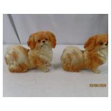 (2) c1950s Pakingese Porcelain 5' Dog Figures JAPN