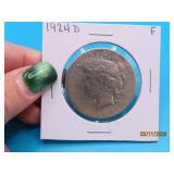 1924d PEACE Silver Dollar US Coin F