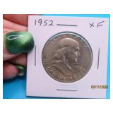 1952 Franklin silver Half Dollar Coin XF