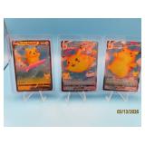 (3) 2021 Pikachu V VMAX Pokemon Cards