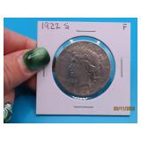 1922s PEACE US Silver Dollar Coin F