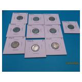 (10) 1947~1964 asst Silver US Dimes Coins
