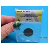 1991 'No Mint Mark'...Grease Struck Quarter XF45