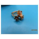14kt Gold sz5.25~5.75 3flower Front Ring 5.9g