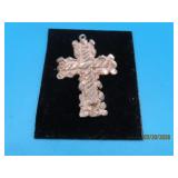 10kt hammered White Gold 1.5' Cross Pendant 3.8g
