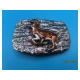 vtg 80s Colorized BUCK DEER 3' Belt Buckle USA