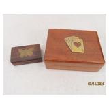(2) Wooden Stash Boxes brass inlay ACE & Butterfly