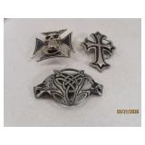 (3) Cross~Skull~Wolf RebelType Belt Buckles