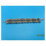 Sterling brown multistone 7.5' Bracelet 1' 51g