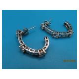 Pretty 1' Sterling CZ Bling Cstyle Earrings EXC 6g