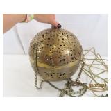 vtg MCM FilagreeType Brass Hanging unique Lamp