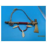 vtg 6.5' Brass Axe Smoking Pot~Peyote Pipe NativeA