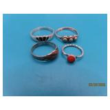 (4) Sterling small Rings Toe/Pinky sz1~5.5 *4.7g