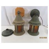 (2) MCM vintage 10' Wall Light Fixtures colorglass