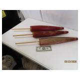 (3) vintage Oriental 26'ish Wooden Umbrellas NICE