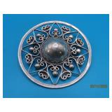 Round 2' Filigree Taxaco Mexico Brooch Pin 15.5g