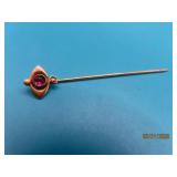 4k Gold antique 2' Pin purple stone 0.92g