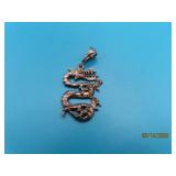 Sterling DRAGON 1.75' engraved Pendant 3g